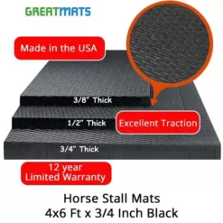 Horse Stall Mats Black 3/4 Inch X 4x6 Ft. -Floor Mat Store horse stall mats 4x6ft black infographic.jpg